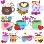 Valentine's Hot Chocolate Cups Applique Design Bundle-1