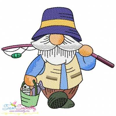 Boy Fishing Gnome-8 Embroidery Design Pattern-1