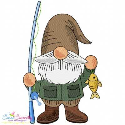 Boy Fishing Gnome-6 Embroidery Design Pattern-1