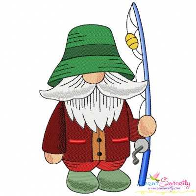 Boy Fishing Gnome-3 Embroidery Design Pattern-1
