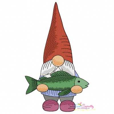 Boy Fishing Gnome-2 Embroidery Design Pattern-1