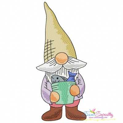 Boy Fishing Gnome-1 Embroidery Design Pattern-1