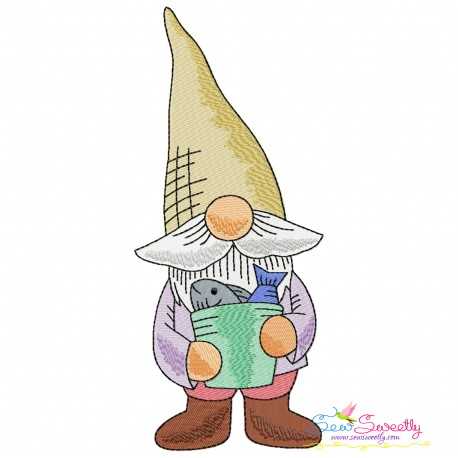 Boy Fishing Gnome-1 Embroidery Design Pattern