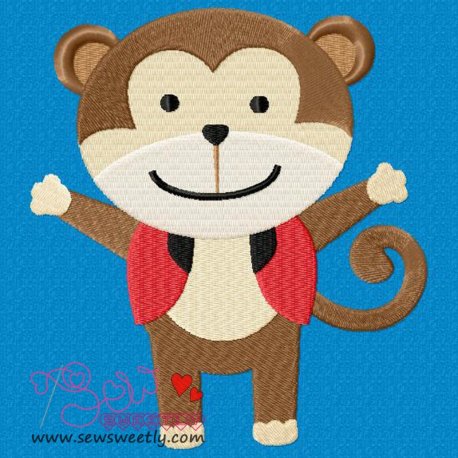 Circus Monkey Embroidery Design- 1