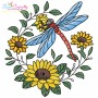 Embroidery Design Pattern | Dragonfly Floral Wreaths Bundle-6