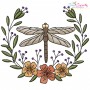 Embroidery Design Pattern | Dragonfly Floral Wreaths Bundle-10