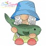 Girl Fishing Gnomes Embroidery Design Bundle-11
