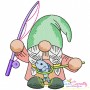 Girl Fishing Gnomes Embroidery Design Bundle-4