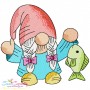 Girl Fishing Gnomes Embroidery Design Bundle-8
