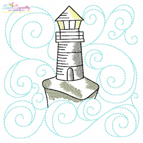 Embroidery Design Pattern | Lighthouse Nautical Quilt Block-1