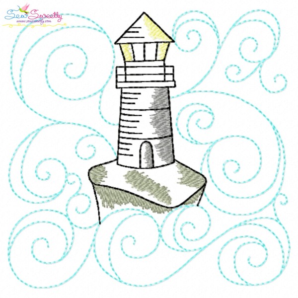 Embroidery Design Pattern | Lighthouse Nautical Quilt Block-1