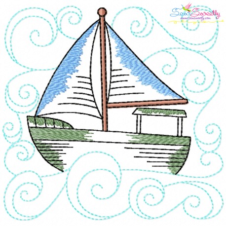 Embroidery Design Pattern | Sailboat Nautical Quilt Block