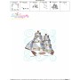 Embroidery Design Pattern - Sailing Ship Nautical Quilt Block-3