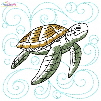 Embroidery Design Pattern | Turtle Nautical Quilt Block-1