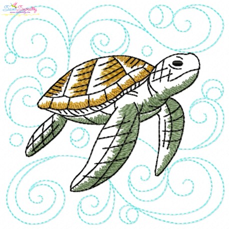 Embroidery Design Pattern | Turtle Nautical Quilt Block