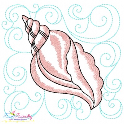 Embroidery Design Pattern | Seashell Nautical Quilt Block-1