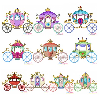 Embroidery Design Pattern - Fairytale Carriages Bundle-1