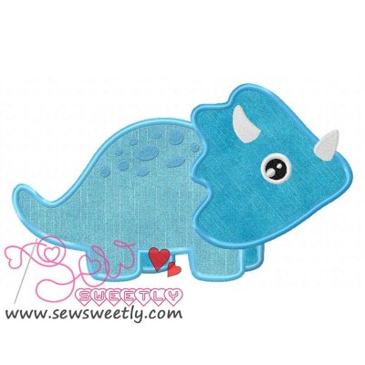 Blue Dinosaur Applique Design Pattern-1