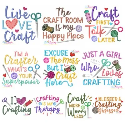 Embroidery Design Bundle - Crafting Lettering Designs-1
