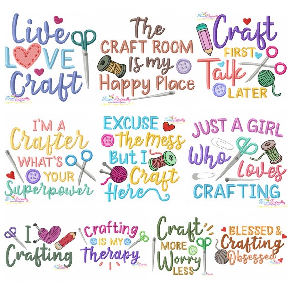Embroidery Design Bundle - Crafting Lettering Designs-1