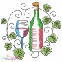 Embroidery Design Pattern - Grapevine Wine Bottle And Glass-1-1