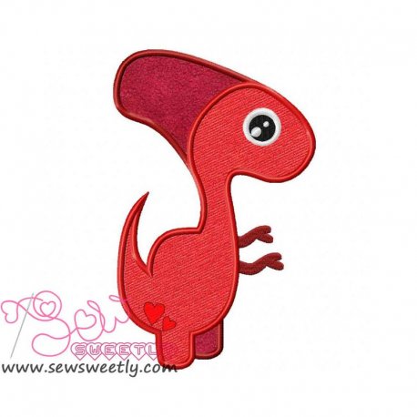 Red Dinosaur Applique Design Pattern-1