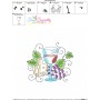 Embroidery Design Pattern - Grapevine And Wine Glass-3-3