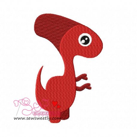 Red Dinosaur Embroidery Design-1