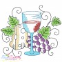 Grapevine And Wine Glasses Embroidery Design Bundle-3
