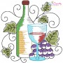 Grapevine And Wine Glasses Embroidery Design Bundle-5