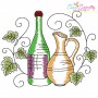 Grapevine And Wine Glasses Embroidery Design Bundle-6
