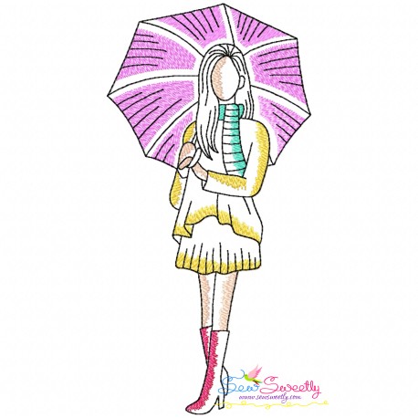 Embroidery Design Pattern - Girl With Umbrella-10