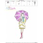 Embroidery Design Pattern - Girl With Umbrella-10-3