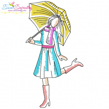 Embroidery Design Pattern - Girl With Umbrella-9-1