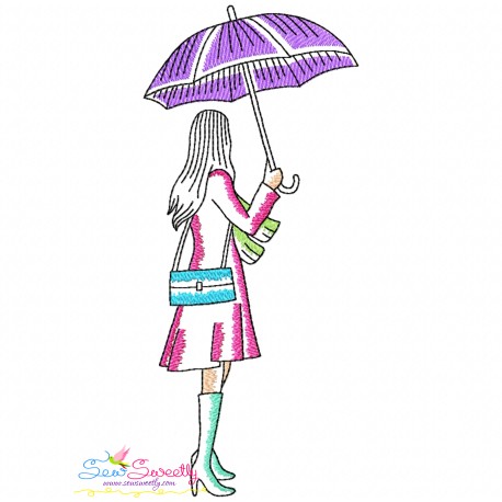 Embroidery Design Pattern - Girl With Umbrella-8