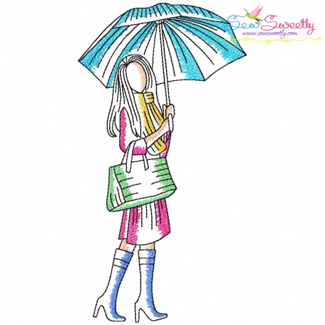 Embroidery Design Pattern - Girl With Umbrella-7