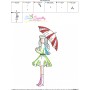Embroidery Design Pattern - Girl With Umbrella-6-3
