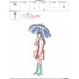 Embroidery Design Pattern - Girl With Umbrella-2-3