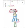 Embroidery Design Pattern - Girl With Umbrella-1-3