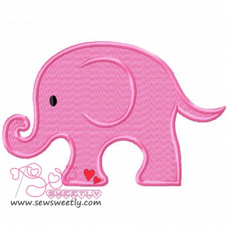 Cute Pink Elephant Embroidery Design-1