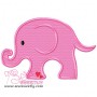 Cute Pink Elephant Embroidery  Design-1