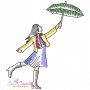 Girls With Umbrella Embroidery Design Bundle-5