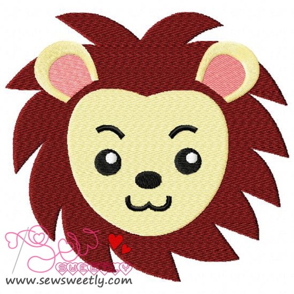 Cute Lion Face Embroidery  Design-1