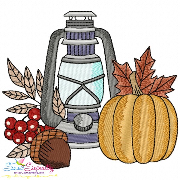 Embroidery Design Pattern - Fall Pumpkin Lantern-2-1