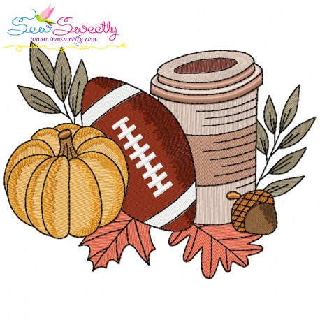 Embroidery Design Pattern - Fall Pumpkin Football-1