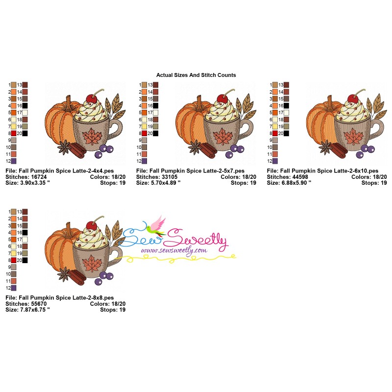 Embroidery Design Pattern - Fall Pumpkin Spice Latte-2