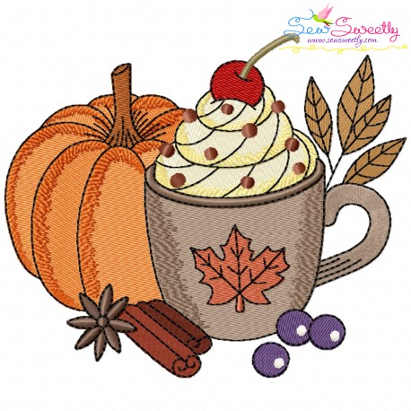 Embroidery Design Pattern - Fall Pumpkin Spice Latte-2-1