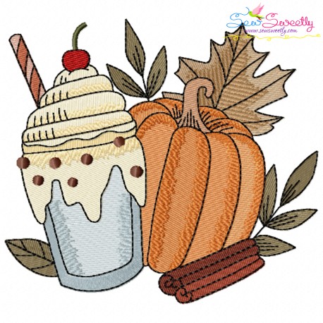Embroidery Design Pattern - Fall Pumpkin Spice Latte-1-1