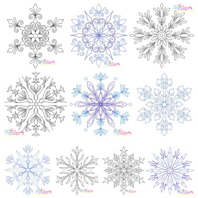 Artistic Snowflakes Embroidery Design Bundle-1