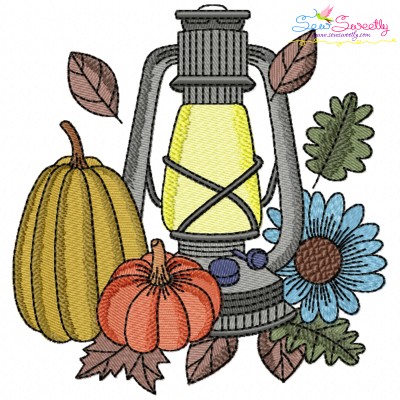 Embroidery Design Pattern - Fall Pumpkin Lantern-1-1